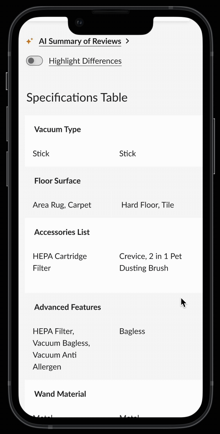 An image showing the sticky row headers feature